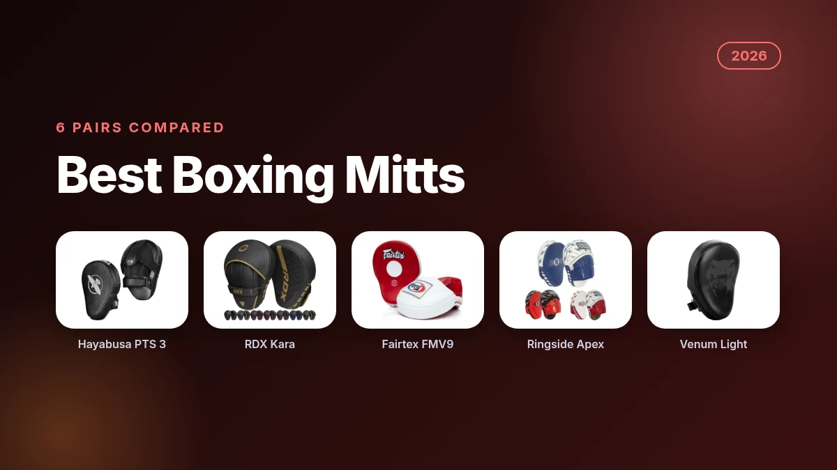 Best boxing mitts 2026 featuring Hayabusa PTS 3, RDX Kara, Fairtex FMV9, Ringside Apex and Venum Light focus mitts